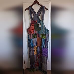 Boho Patchwork Overalls- size small/medium- NWT (perfect condition) 🌿